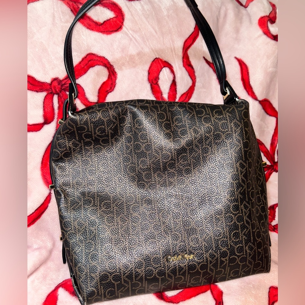 Calvin Klein Black and Gold Monogram Bag